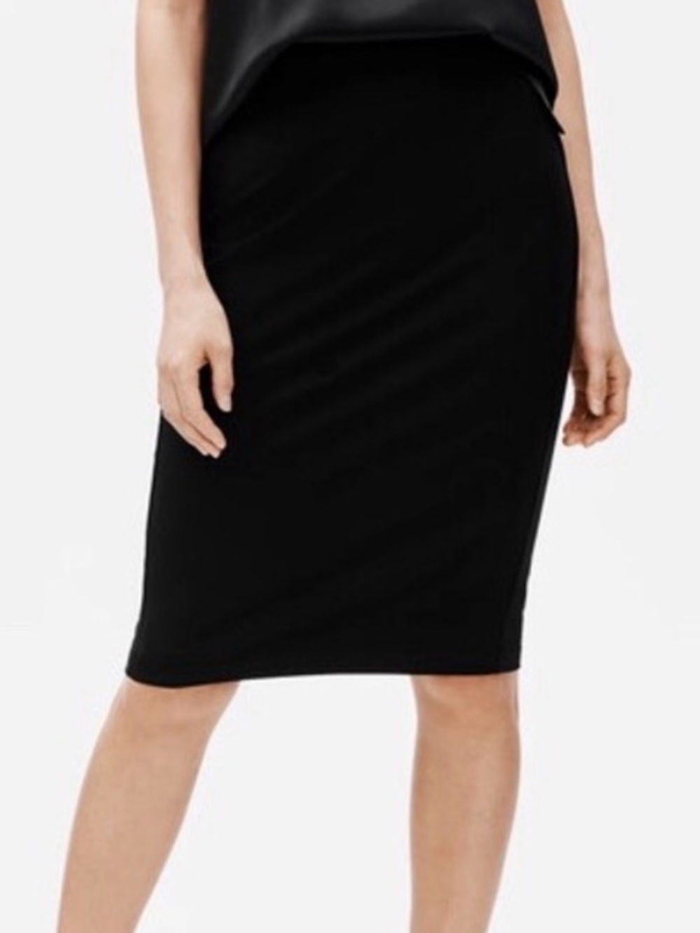 Eileen Fisher S Knit Pencil Skirt Stretch Washable Office Eco Classic Black Slim